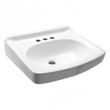 Zurn Industries Z5354 - 19x17 Wall-Mount Sink/Lavatory, 4'' Centers, White Vitreous China