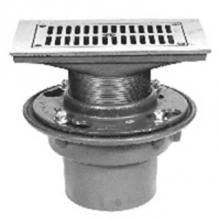 Zurn Industries ZN415-3IC-9J - CI Floor Drain w/ 9'' Adj Pol Nickel Strainer w/ HP Slotted Opening Grate