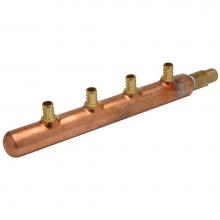 Zurn Industries QCM43-4GX - 3/4'' BR PEX x Closed Copper  Manifold  with 4 1/2'' BR PEX Outlets
