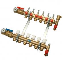 Zurn Industries QHPM-6 - 6-Port Manifold, Inline Air Vent and Supply/Return Ball Valves