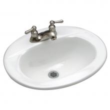 Zurn Industries Z5114 - 20x17 Oval Countertop Lavatory, 4'' Centers, White Vitreous China
