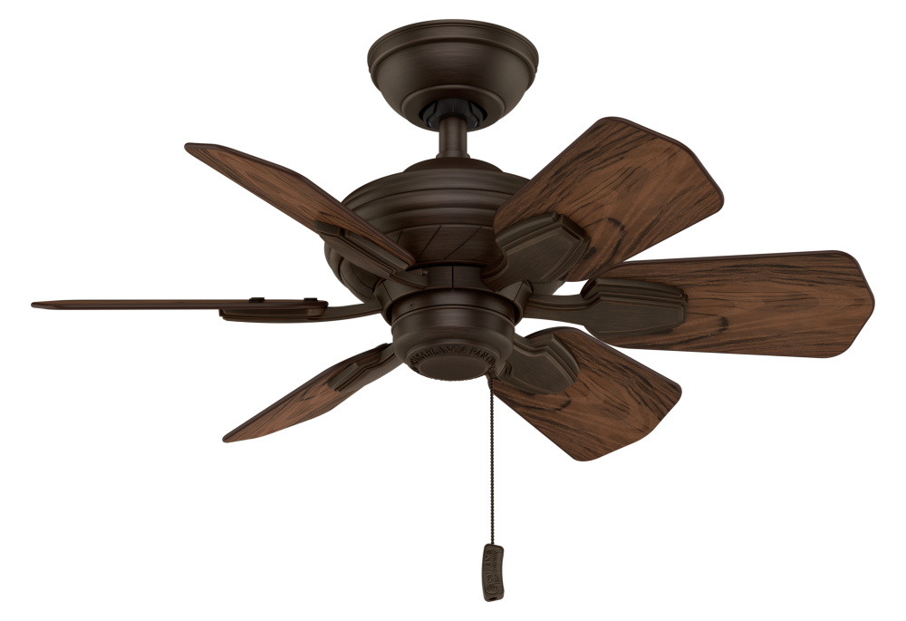 Casablanca 31 inch Wailea Brushed Cocoa Damp Rated Ceiling Fan and Pull Chain
