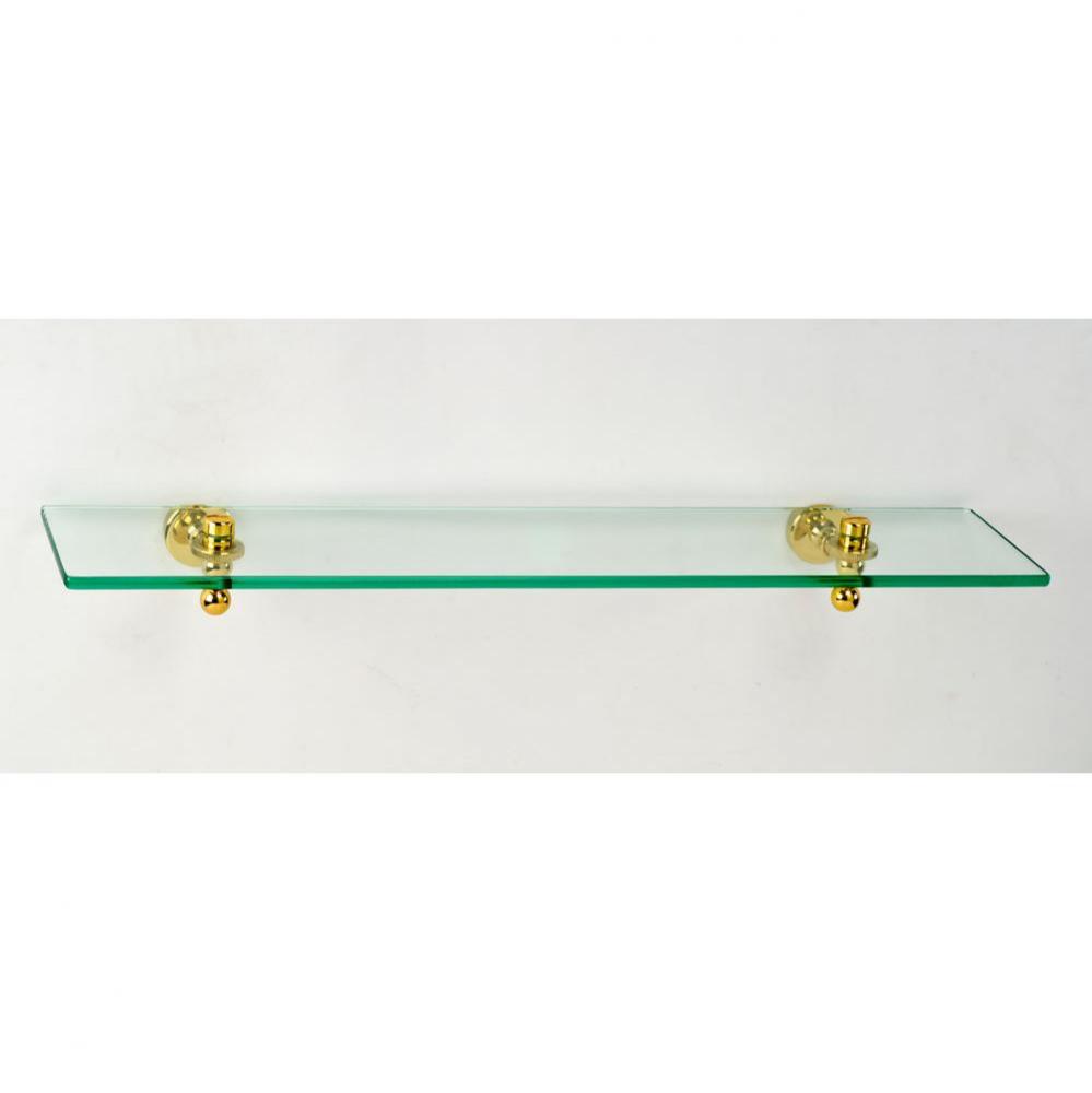 24'' 3/8'' Thick Tempered Glass Shelf With Brass Gear Style & Mounting Bra
