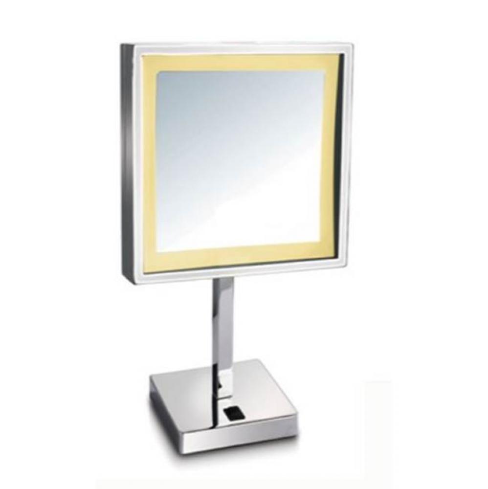 Lighted Table Makeup Mirror 8''X8'' - Polished Chrome