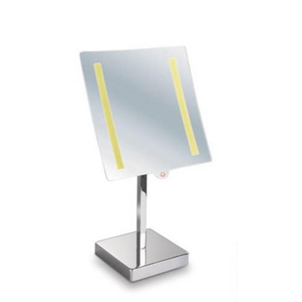 Lighted Table Makeup Mirror 8''X8'' Battery Operated- Polished Chrome