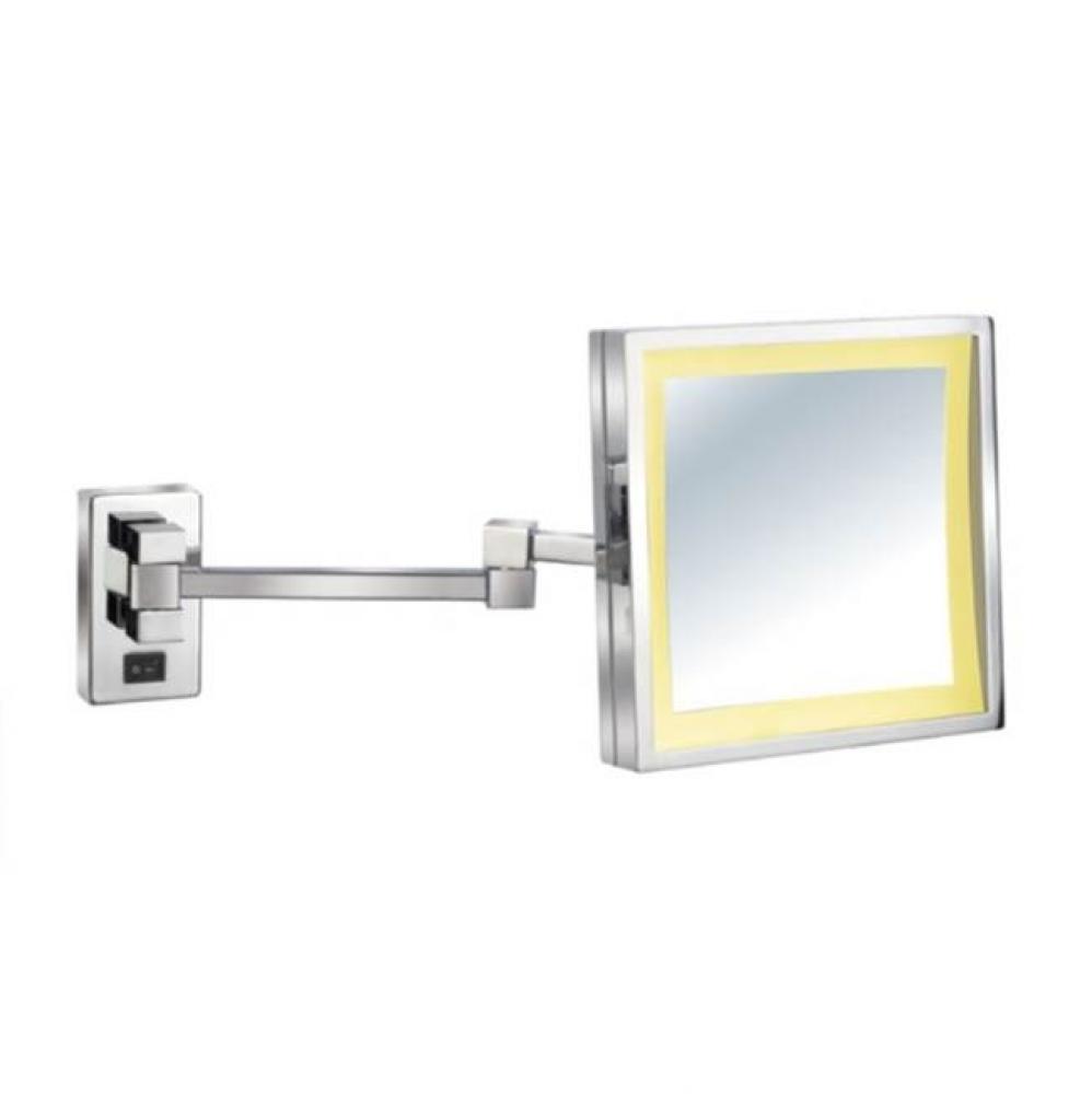 Lighted Wall Mount Makeup Mirror 8''X 8'' - Polished Chrome