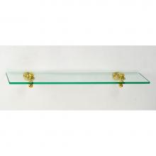 Afina Corporation RS-800-BR - 24'' 3/8'' Thick Tempered Glass Shelf With Brass Gear Style & Mounting Bra
