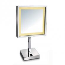 Afina Corporation MT-201 - Lighted Table Makeup Mirror 8''X8'' - Polished Chrome