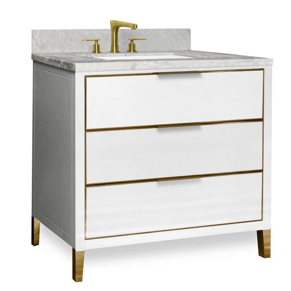 Stone Top 36 x 22 x 1-1/8-in Carrara Marble, Large Sink Cutout