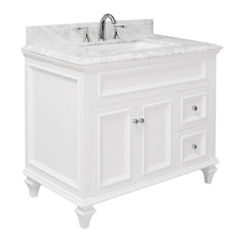 Stone Top 36 x 22 x 1-1/8-in Carrara Marble, Small Sink Cutout