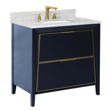 Icera V-3036.114 - Canto Vanity Cabinet, 36-in Matte White w Satin Brass