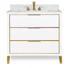 Icera V-5036.014 - Muse Vanity Cabinet 36-in, Gloss White with Satin Brass