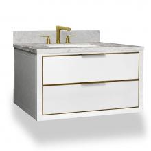 Icera V-5136.014 - Muse Wallhung Vanity 36-in, Gloss White with Satin Brass
