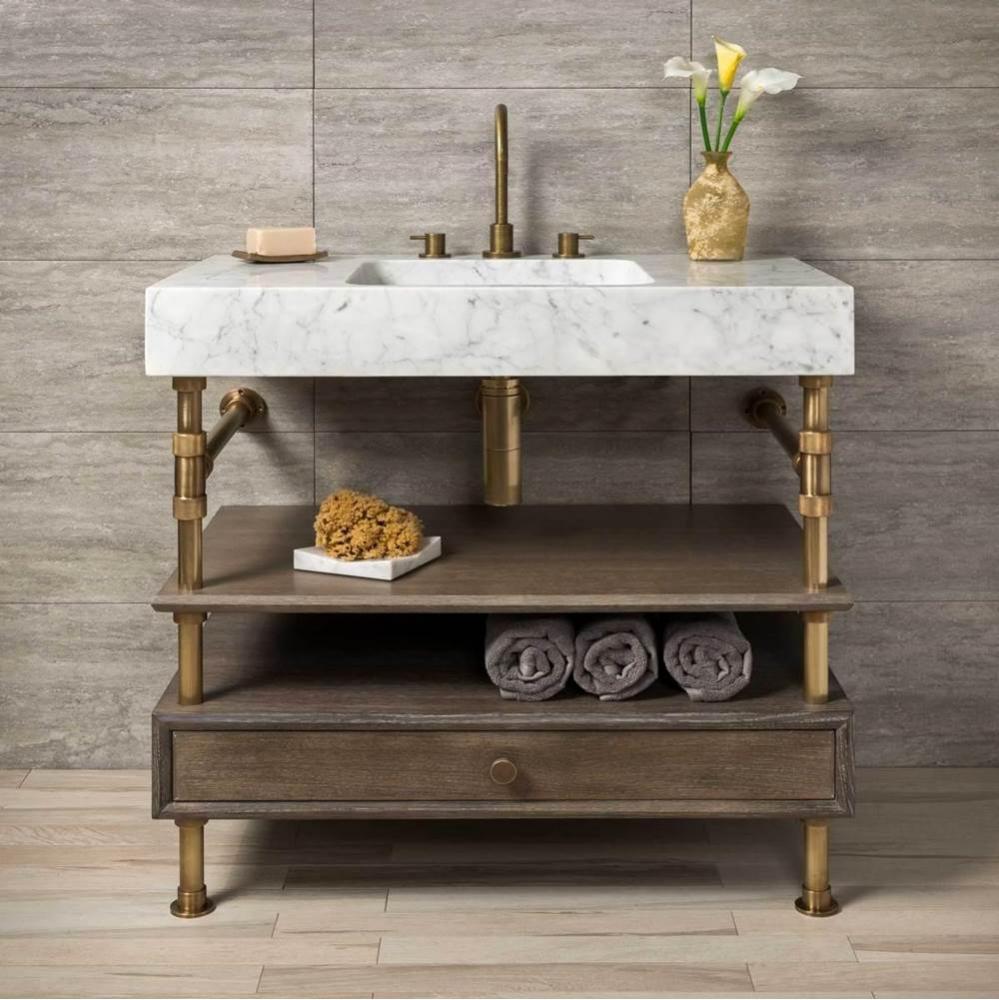 Elemental Console Vanity, 36'' W, With Drawer And Wood Shelf