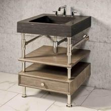 Stone Forest PFS-TD-24-AB-WSD6 - Elemental Console Vanity, 24'' W, With Drawer And Wood Shelf