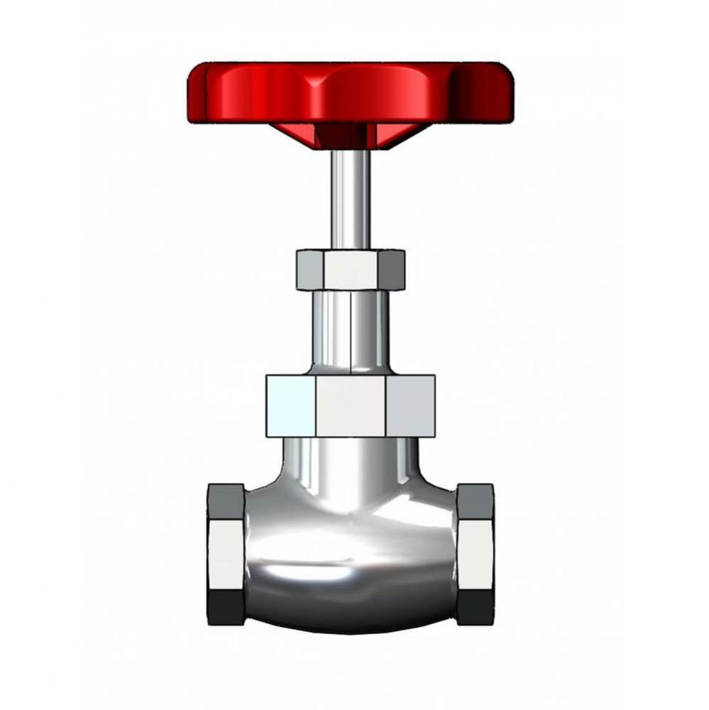 3/4'' Globe Valve, Rough Chrome Plated (Standard Red Handle, Unless Otherwise Specified)