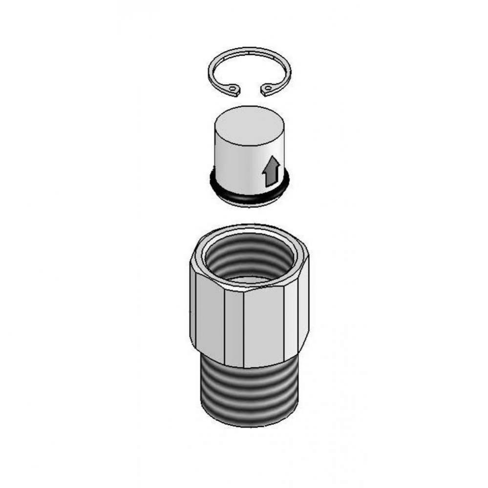 Check Valve Adapter w/ Check Valve & Retaining Ring (Male Inlet x Female Outlet)