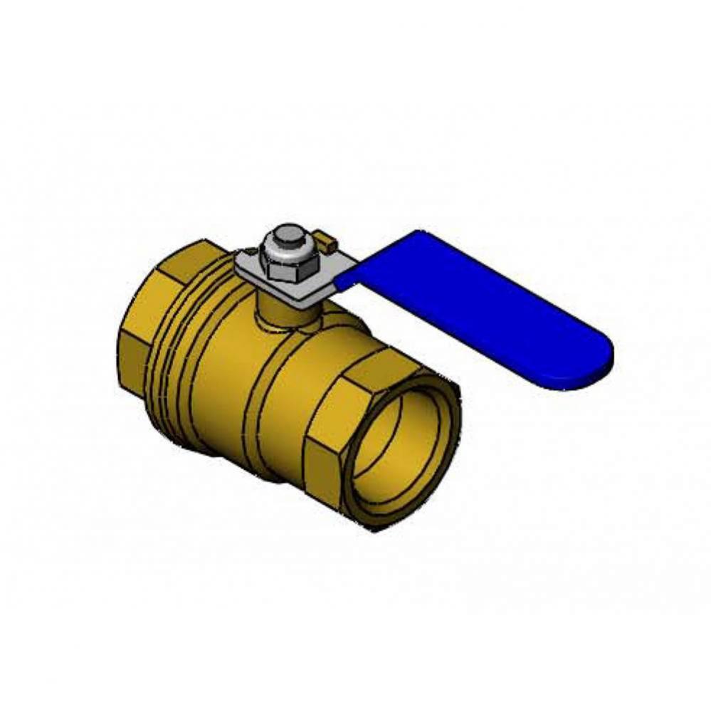 Ball Valve, 3/4 Female NPT, Brass, Zinc Plated Blue Coated Lever Handle