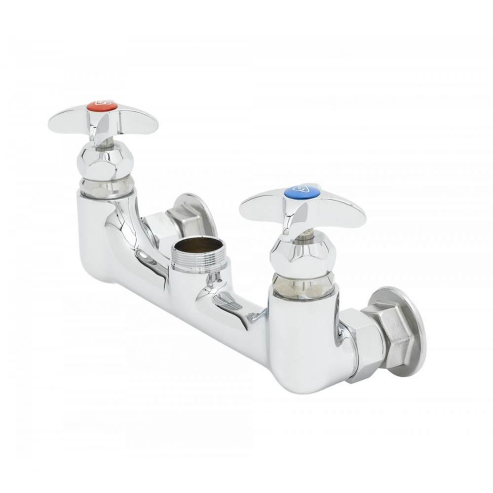 8'' Wall Mount Faucet, Integral Check Valves, 4-Arm Handles w/ VR Screw, 00BB Wall Flang