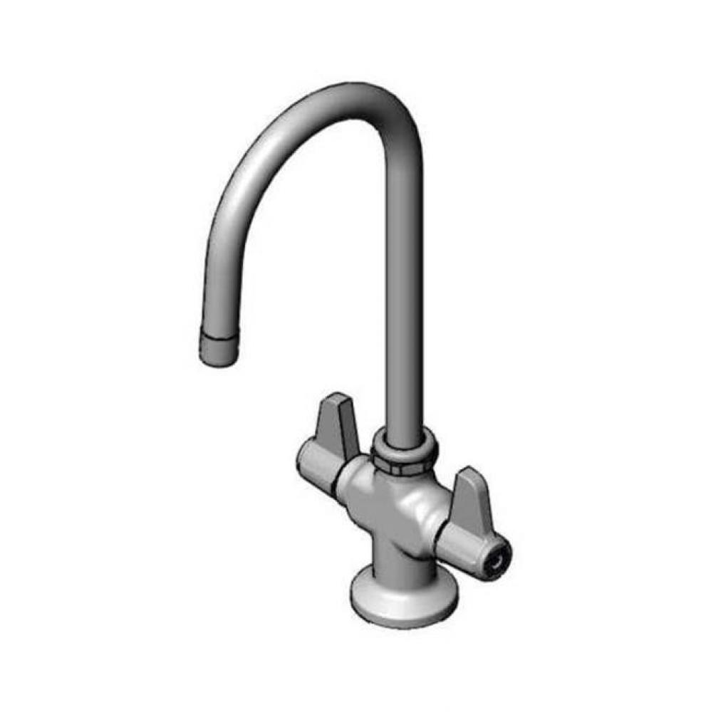 Single Hole Deck Mount Mixing Faucet with equip Swivel Gooseneck with 1.5 GPM Aerator