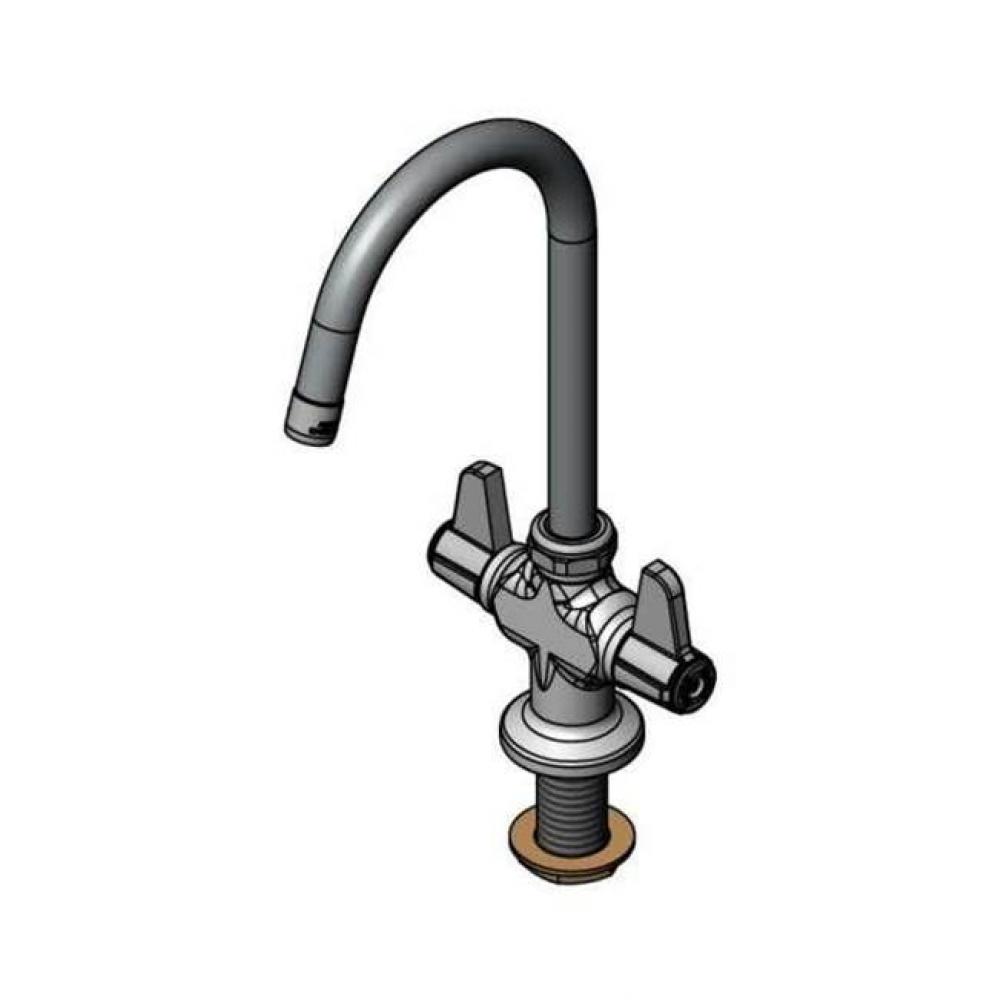 Single Hole Deck Mount Mixing Faucet with equip Swivel Gooseneck with 1.5 GPM Aerator and equip Qu