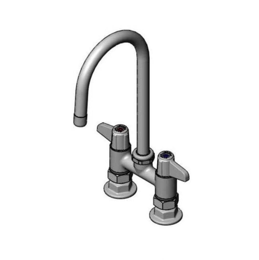 4'' Deck Mount Mixing Faucet with equip Swivel Gooseneck with 1.5 GPM Aerator