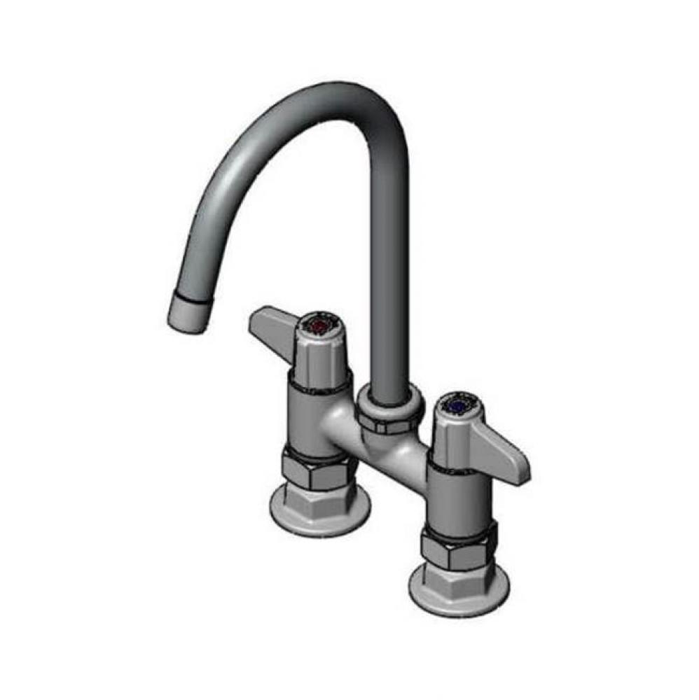 4'' Deck Mount Mixing Faucet with equip Swivel Gooseneck with 1.5 GPM Aerator