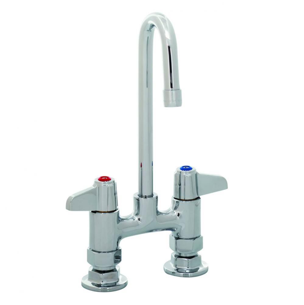 Faucet, Deck Mount, 4'' Centers, 3'' Rigid Gooseneck