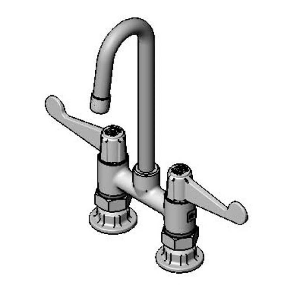 Equip 4'' Deck Mount Base Faucet, 3'' Rigid Gooseneck, 4'' WA Handle