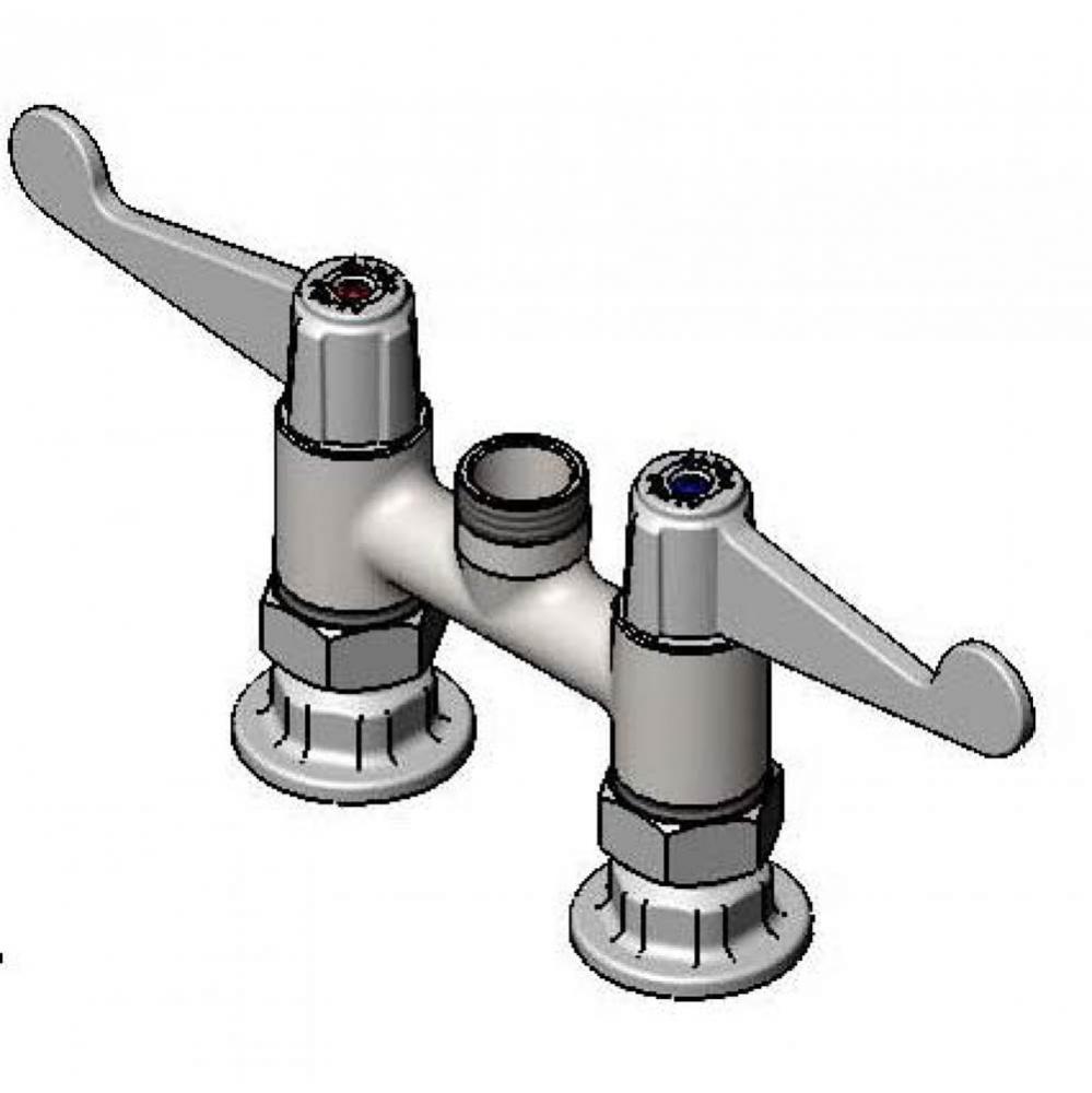 Equip 4'' c/c Deck Mount Faucet, Swivel, Less Nozzle, 4'' Wrist-Action Handles