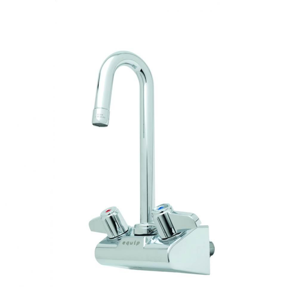 Equip 4'' Wall Mount Faucet w/ 3'' Swivel Gooseneck, 2.2 gpm Aerator, Lever Ha