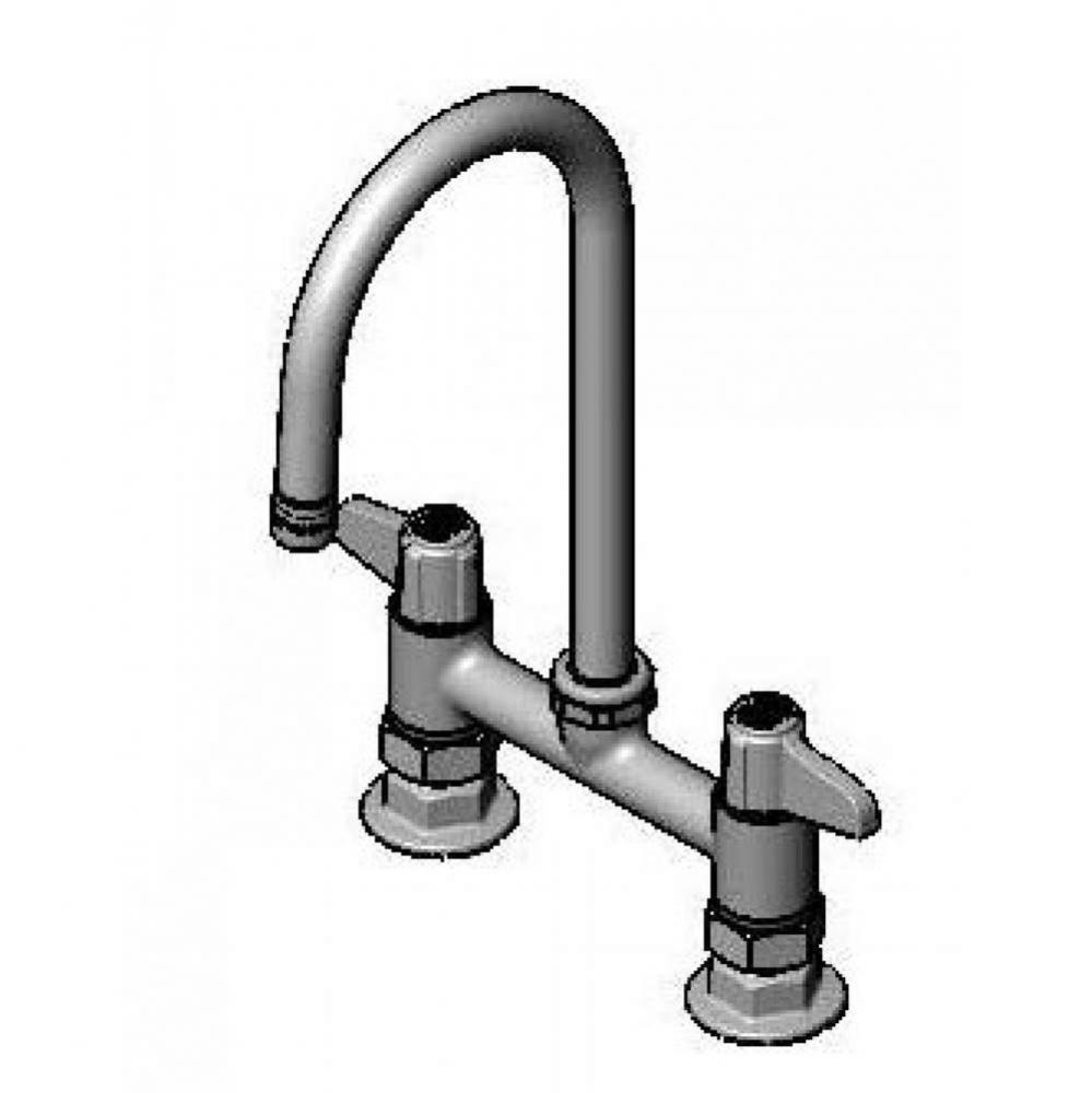 6'' Deck Mount Faucet, 5-1/2'' Swivel Gooseneck, 2.2 GPM Aerator, Supply Nippl