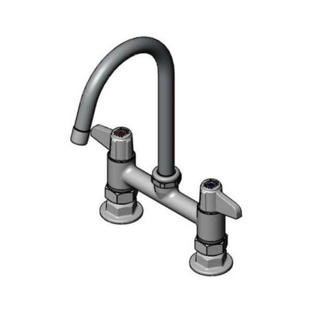 6'' Deck Mount Mixing Faucet with equip Swivel Gooseneck with 1.5 GPM Aerator