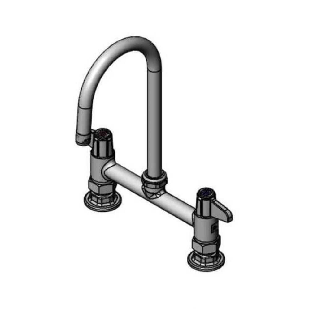 8'' Deck Mount Mixing Faucet with equip Swivel Gooseneck with 1.5 GPM Aerator