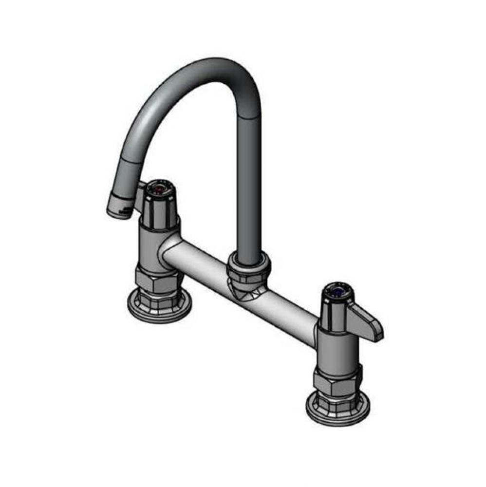 8'' Deck Mount Mixing Faucet with equip Swivel Gooseneck with 1.5 Aerator