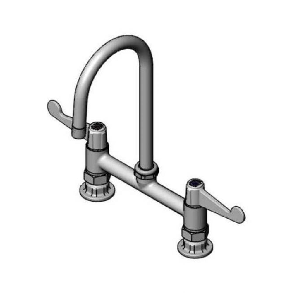 8'' Deck Mount Mixing Faucet with Swivel Gooseneck with 1.5 GPM Aerator