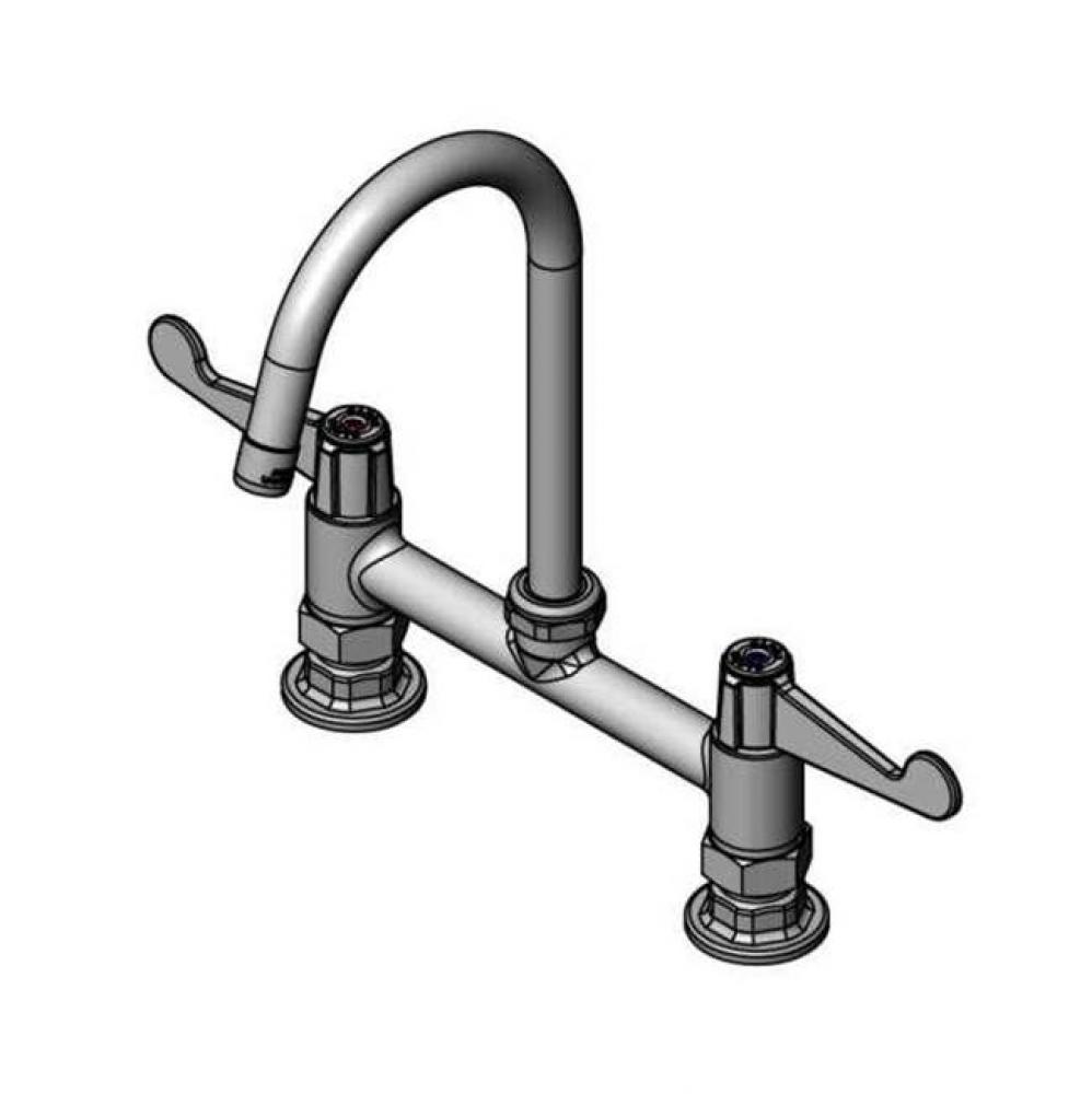 8'' Deck Mount Mixing Faucet withe Swivel Gooseneck with 1.5 GPM Aerator