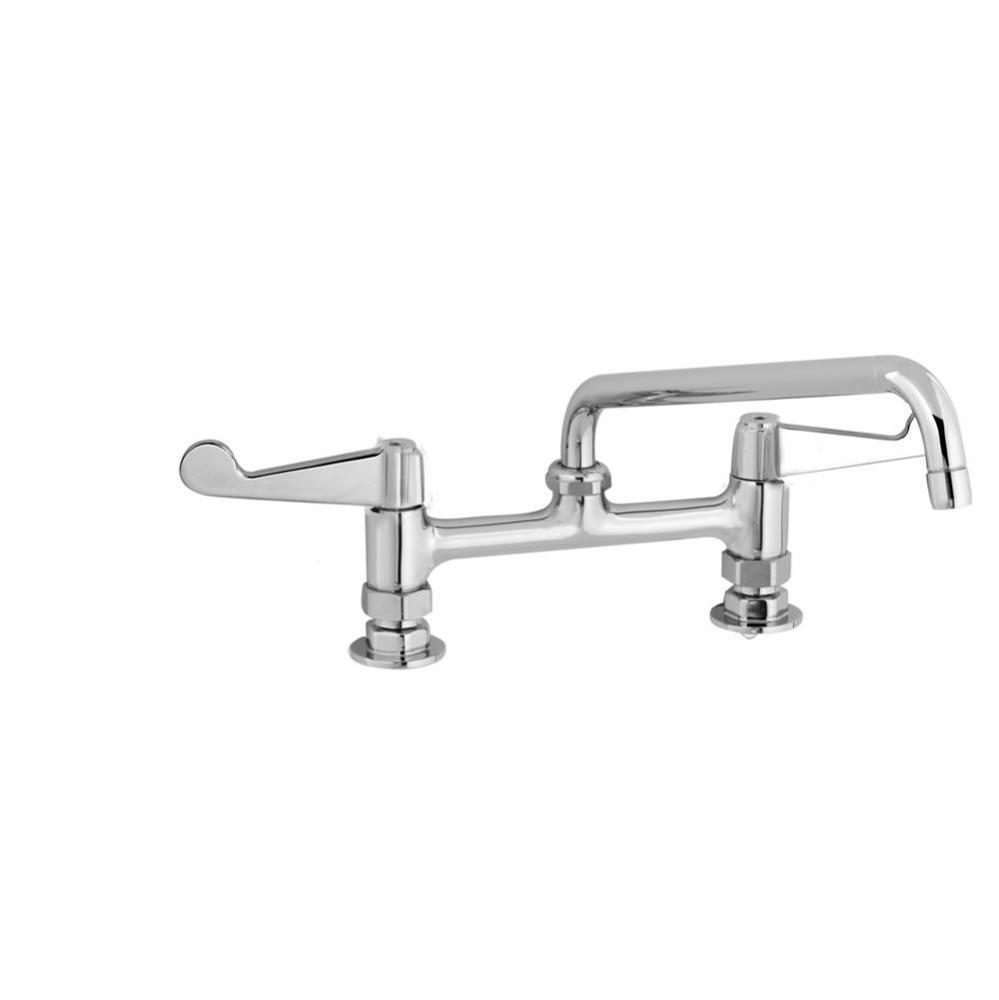 8'' Deck Mount Faucet, Wrist Handles, 10'' Swing Nozzle, 2.2 GPM Aerator, Supp