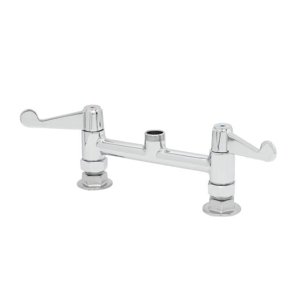 Equip 8'' c/c Deck Mount Faucet, Swivel Outlet, Less Nozzle, 4'' Wrist-Action