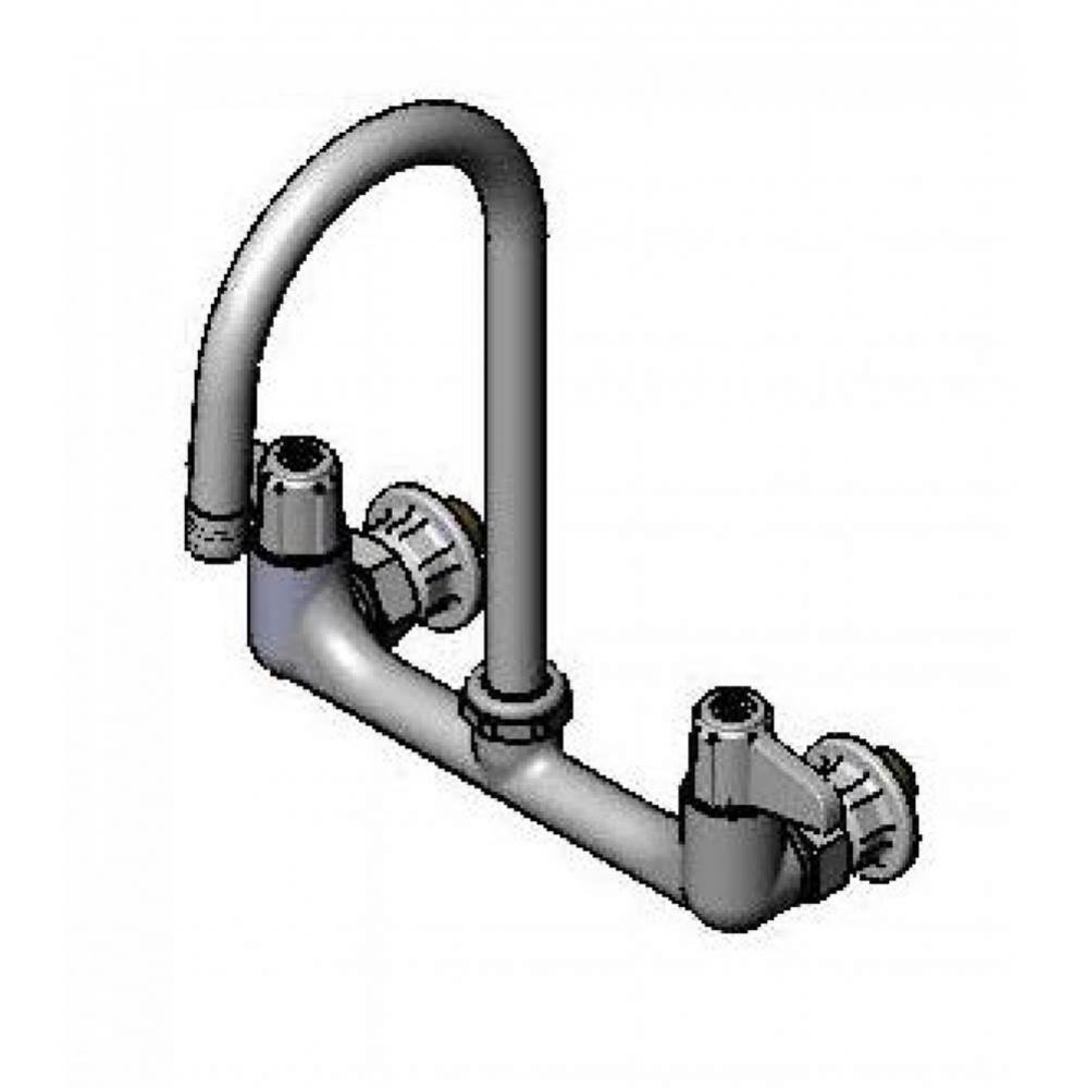 8'' Wall Mount Faucet, Lever Handles, 5 1/2'' Swivel Gooseneck & 1/2'