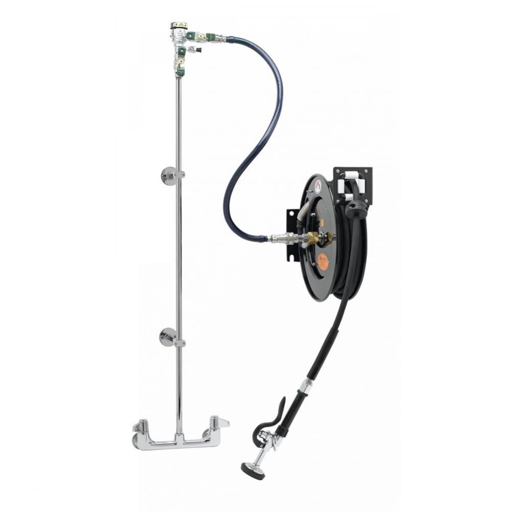 EQUIP Hose Reel System, 8'' Wall Mount Base Faucet, 3/8'' x 35' Hose