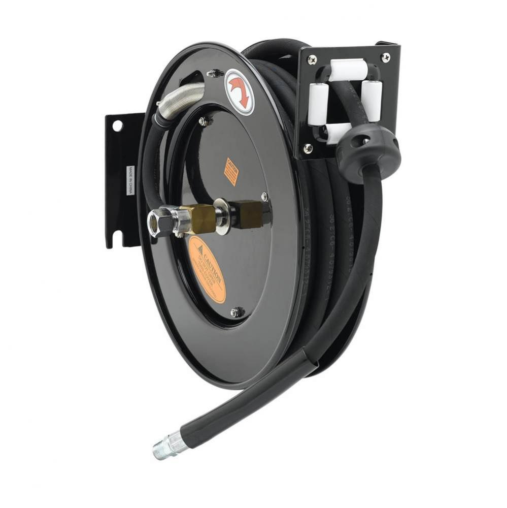 Hose Reel, Open, Powder Coated Steel, 35' x 3/8'' ID Hose & Reducing Adapter