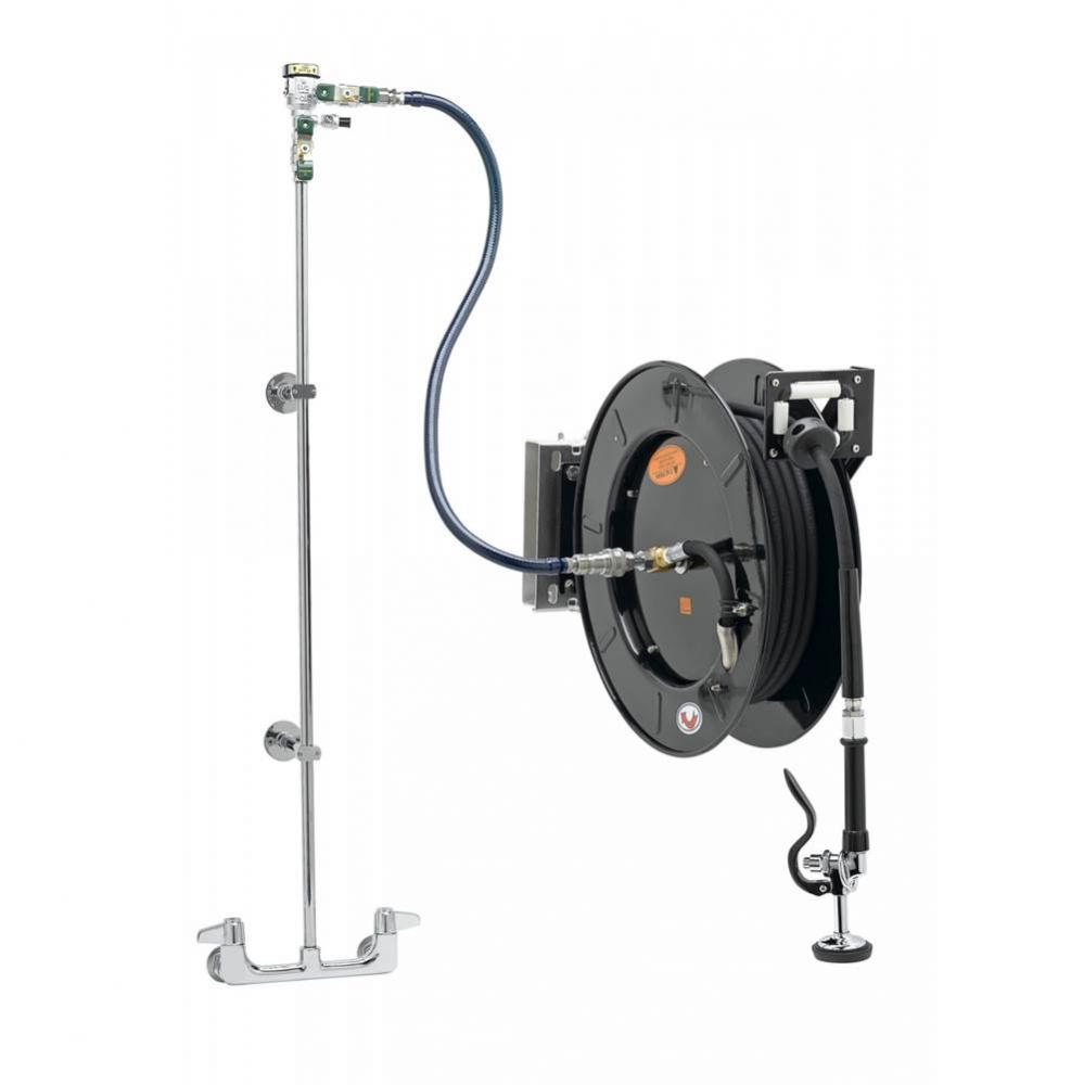 EQUIP Hose Reel System, 8'' Wall Mount Base Faucet, 3/8'' x 50' Hose, Wal