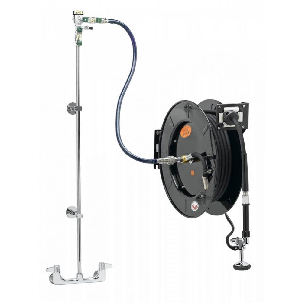 EQUIP Hose Reel System, 8'' Wall Mount Base Faucet, 3/8'' x 50' Hose