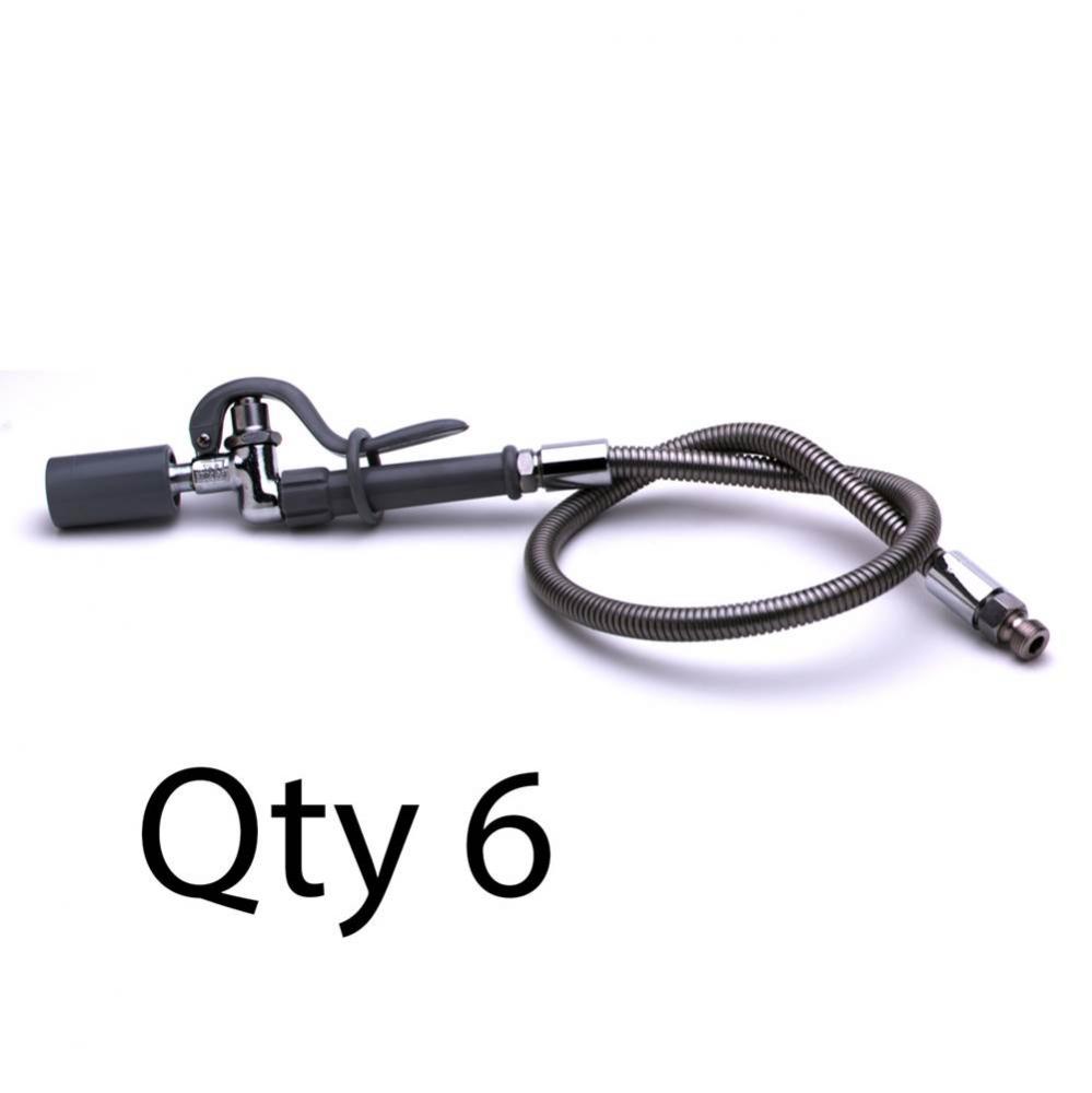 Spray Valve w/ Low Flow Head (B-0107-C) & 44'' Flexible Stainless Steel Hose (Qty. 6