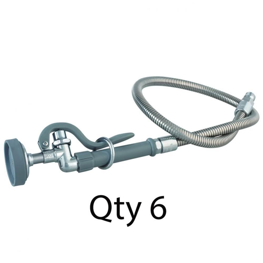 Spray Valve (B-0107) with 44'' Flexible Stainless Steel Hose (B-0044-H) (Qty. 6)