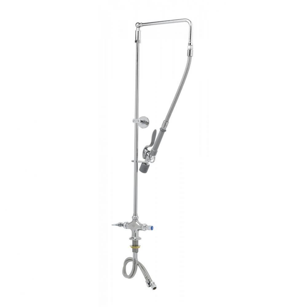 EasyInstall Pre-Rinse: Overhead Swivel Arm, Single Hole Base, B-0107-C, Wall Bracket, Inlet Flex L