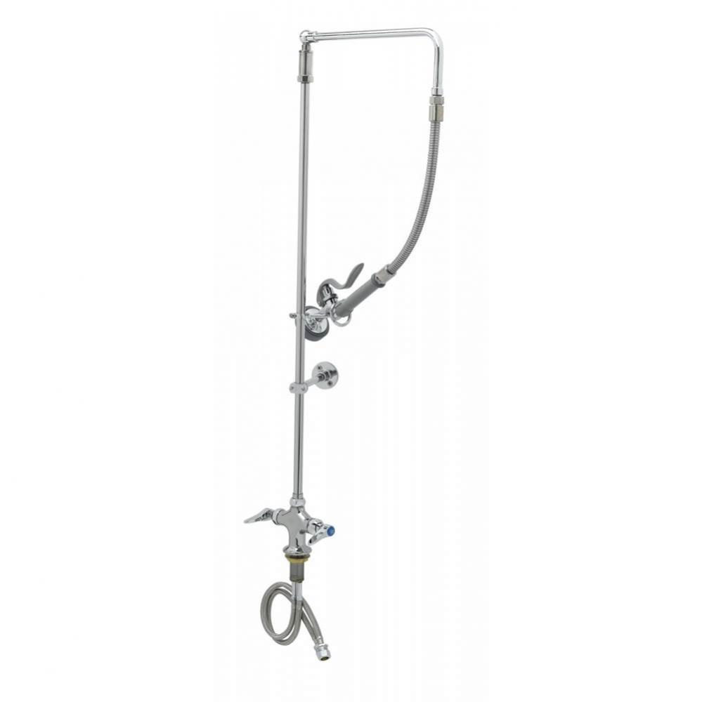 EasyInstall Pre-Rinse: Overhead Swivel Arm, Single Hole Base, Inlet Flex Lines, Wall Brkt