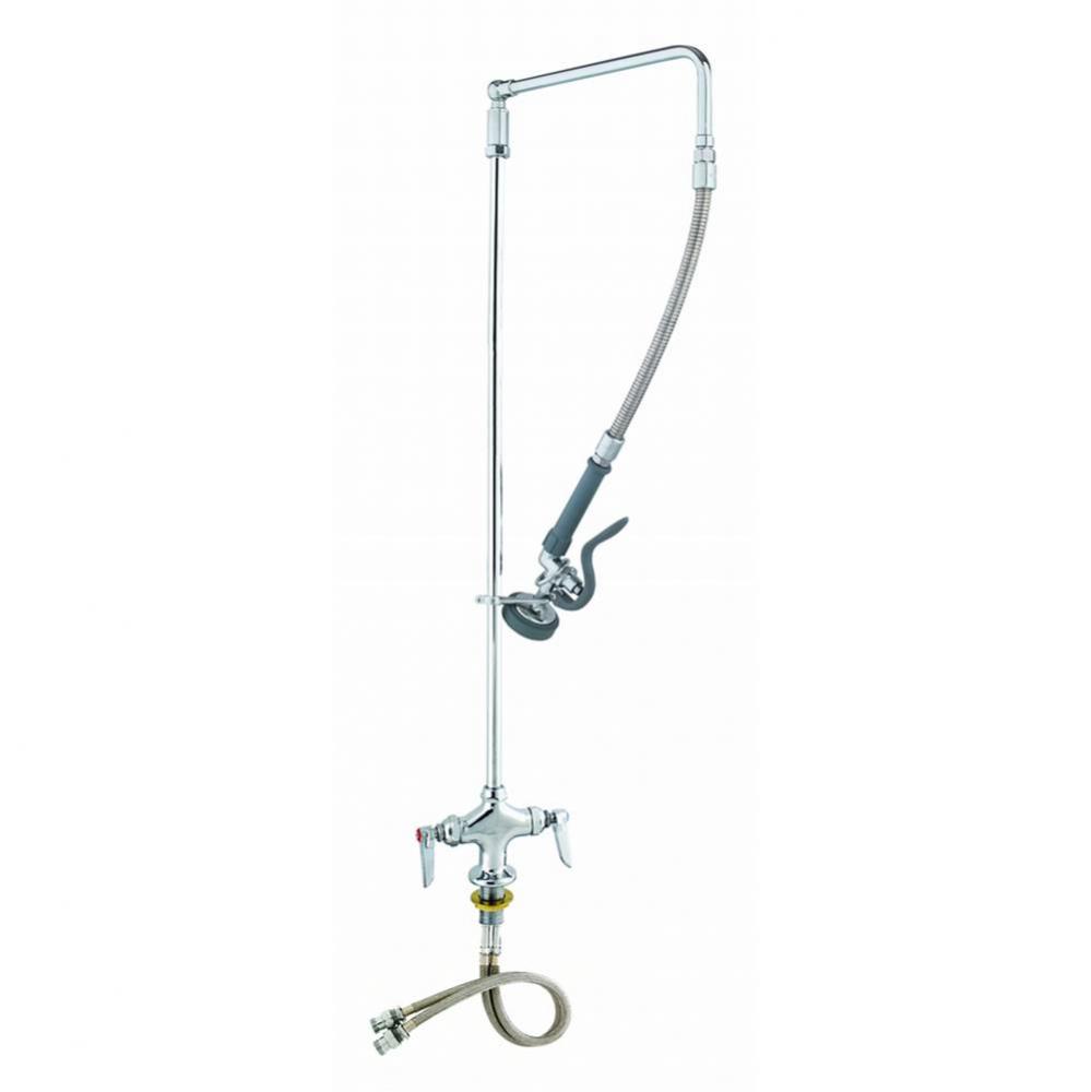 EasyInstall Pre-Rinse: Overhead Swivel Arm, Single Hole Base, Inlet Flex Lines