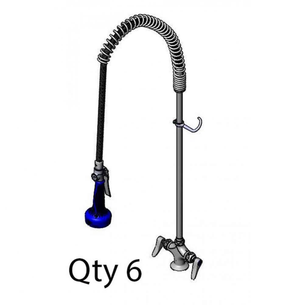 EasyInstall Pre-Rinse, Spring Action, Single Hole Base, 18'' Flex Lines (Qty. 6)